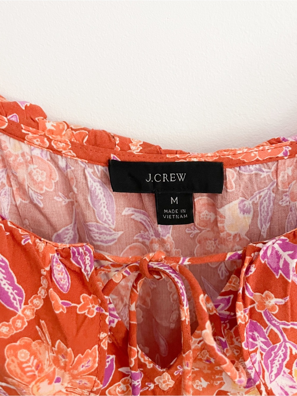 J. Crew • Floral Orange Pink Ruffle Tiered Maxi Dress in Painted Block Print • M - Picture 7 of 15
